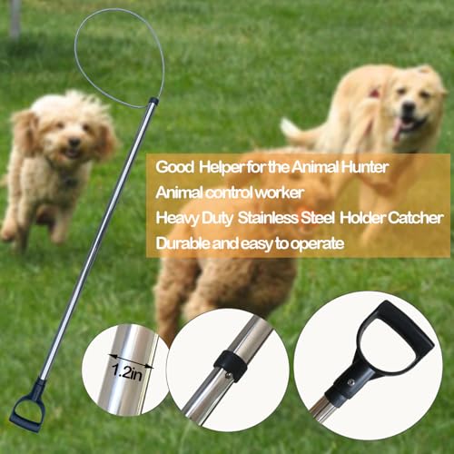 45'' Animal Catcher Pole Control Tool Heavy Duty Catch Pole for Bulldog Hog Goat and Wildlife,All Stainless Steel