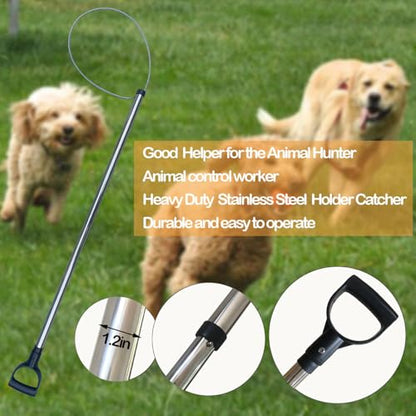 45'' Animal Catcher Pole Control Tool Heavy Duty Catch Pole for Bulldog Hog Goat and Wildlife,All Stainless Steel
