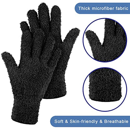Patelai 3 Pairs Microfiber Dusting Gloves for Plants Leaf, Medium | Black,Plant Cleaning Gloves, Reusable Washable Gloves,House Furniture Blinds Dusting - color: Black, size: Medium