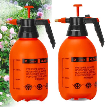 MRPAPA 2 Pack Handheld Pump Sprayer, Garden Pressure Water Spray Bottle with Adjustable Brass Nozzle for Plants (2LOrange-2PCS) - color: 2LOrange-2PCS