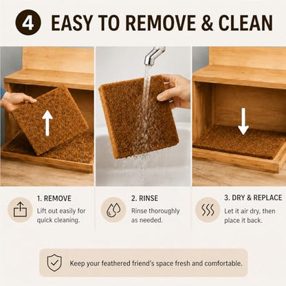 Natural Coconut Fiber Mat, Eco-Friendly Nesting Pad for Chicken Coop, Bird Cage and Reptile Habitat, Breathable & Moisture-Wicking Bedding Liner, Easy to Trim and Clean (15.7'' x 11'') - size: 15.7'' x 11''