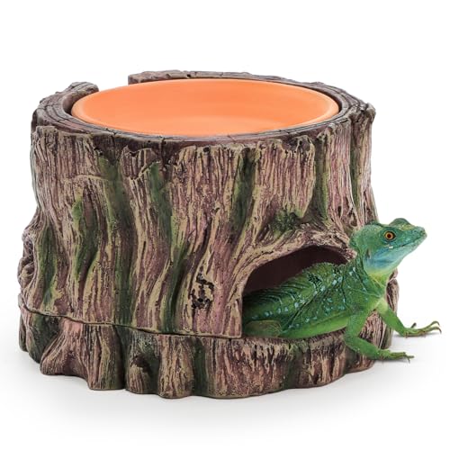 Reptile Hide Cave with Detachable Base, Humidity Dish | 3 in 1 Leopard Gecko Reptile Hideout for Shedding, Lizard Snake Hiding Place Terrarium Decor for Amphibians Snake Turtle