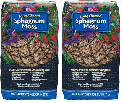 Mosser Lee ML0110 Long Fibered Sphagnum Moss, 432-Cubic Inch,Grey (Pack of 2)