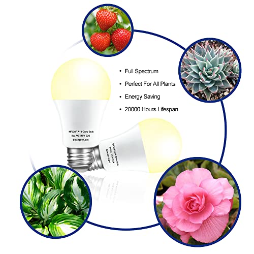 6 Pack LED Grow Light Bulbs，Full Spectrum Plant Light Bulb, 9W Replace 100W | 120V E26 Grow Bulb,Grow Light for Indoor Plants, Flowers, Greenhouse, Indore Garden, Hydroponic - size: 6 Count (Pack of 1)