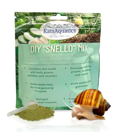 Nourish Snello Powder - for Snails, Shrimp, Plecos, Turtles - Complete Diet - Real Veggies & Proteins - NO Fillers - Easy to Make - No Bad Smell - USA Biologist Made.