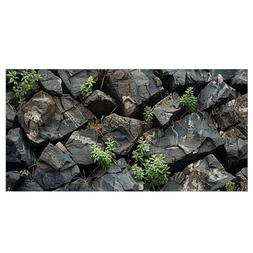 Stone Aquarium Background, Underwater Rock Plant Fish Tank Background Rocky Terrarium Background Black, Polyester Background with 6 EVA Double-Sided Tapes 36x18 inches/90x45 - color: Rock, size: 36"L x 18"W