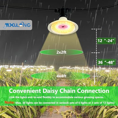 Outdoor LED Grow Lights, Waterproof String Grow Light, Full Spectrum Plant Growing Lights with 12Ft Adjustable Cord 3 Lights - size: 3 Lights(12FT)