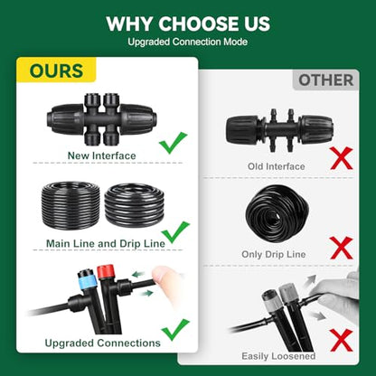Drip Irrigation System for Garden, 2026-Upgraded Quick Connect Garden Watering Kit All-in-One with 1/2 inch 1/4 inch Irrigation Tubing for Garden, Lawn, Greenhouse, Raised Beds (91FT) - size: 16FT Main tube+75FT 1/4" tube