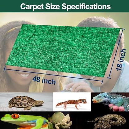 Reptile Carpet Terrarium Liner Bedding Substrate Sand Mat for Cage Lizard Bearded Dragon Gecko Snake Tortoise 48" x 18" (Green) - color: Green