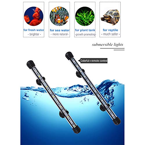 MQ 20 in Submersible LED Aquarium Light, 3.5W Color Changing Fish Tank Light with Remote Control, IP68 Crystal Glass 24 LEDs Lights Bar, for Fish Tank 25-30 inch - size: 24LED-Length 20"