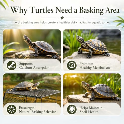 Turtle Basking Platform,Turtle Tank Accessories,Large Standing Dock for Aquatic Turtles Habitat Aquarium Tortoise Ramp Stand Topper Area Ramps Elevated Climbing Reptiles Resting Steel Overpass