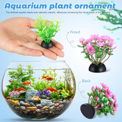 PATKAW Terrarium Plants 20pcs Miniature Aquarium Plants Mini Fish Tank Grass Tiny Greenery Ornament for Micro Landscape Bonsai Food Serving Plate Decorations Mixed Style Terrarium Decor