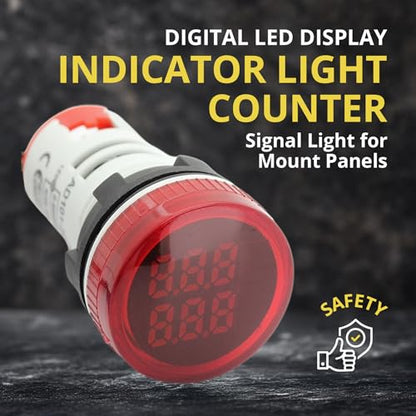 Digital Led Display Indicator Light Counter 22mm, Measuring Range 0-99999, Signal Light for Mount Panels - AD101-22CT Model, Circle Panel, Red (3 Pack) - style: Red - Counter