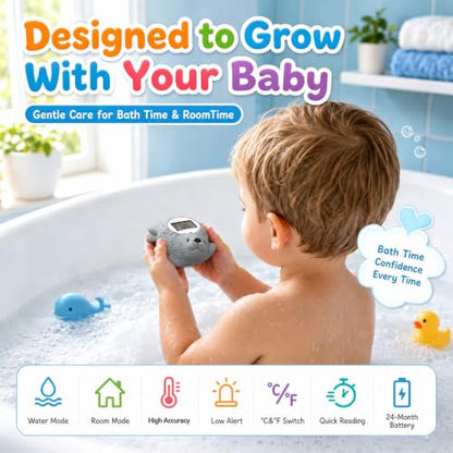 Doli Yearning Baby Bath Thermometer Baby Safety Water Thermometer for Kids | ±1℉ Accuracy; Long Battery Life; BPA-Free; Rapid Response - color: Grey
