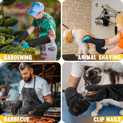 HANDLANDY HLDD Animal Handing Gloves- Bite Proof, Puncture & Scratch Resistant for Safe Handling - color: Black, size: 16-inches