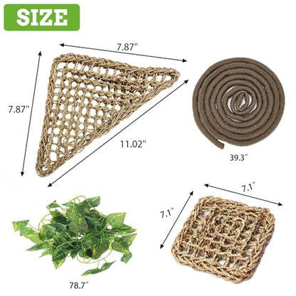 PIVBY 4 PCS Bearded Dragon Hammock, Bearded Dragon Tank Accessories, Flexible Reptile Jungle Vines Terrarium Decor for Chameleon, Lizards, Crested Geckos, Snakes, Lguana, Amphibian Reptiles Habitats - size: 4 PCS