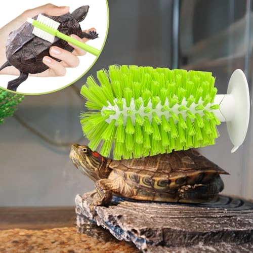 4 Pack Turtle Brush with Suction Cup for Tank, Turtle Shell Cleaning Brush, Turtle Scrub Brush Tortoise Supplies, Scratches Back Brush Remove Tortoise Back Mud, Turtle Tank Accessories