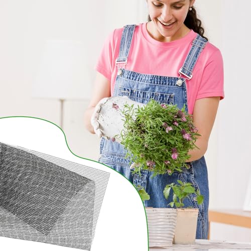 lasuroa 20pcs Flower Pot Hole Netting Mesh Pad, 30x20cm/11.8x7.8 Inch Bonsai Eye Mesh Drainage Screens Plant Pot Drainage Meshes Plant Accessories Kit Screen Meshes Preventing Substrate Leakage