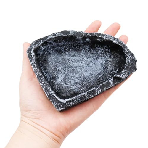 3 Pack Reptile Food Dish, Resin Hermit Crab Food & Water Bowl, Reptile Feeding Food Dish Kit, Tank or Aquarium Accessory, Suitable for Turtle Lizard Hermit Crab Snail Bearded Dragon Leopard Gecko - color: Grey