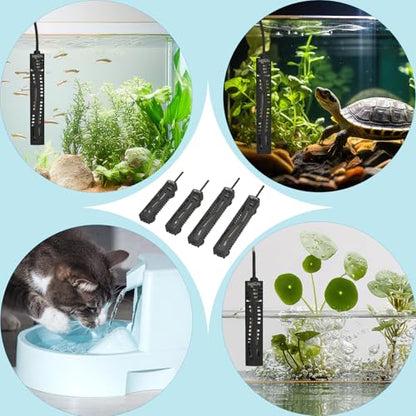 SEAOURA Small Aquarium Heater, 25W Mini Turtle and Betta Fish Tank Heater 1-6 Gallon Tank, Adjustable Submersible Aquarium Heater with External Controller for Freshwater and Saltwater - size: ≤ 6 Gal Tank