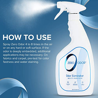Zero Odor - Multi-Purpose Strong Odor Eliminator for Home, Office, Car, Bathroom, Hotel, Room Deodorizer, and Odor Neutralizer, 22Oz (Pack of 2) - size: 22 Fl Oz (Pack of 2)