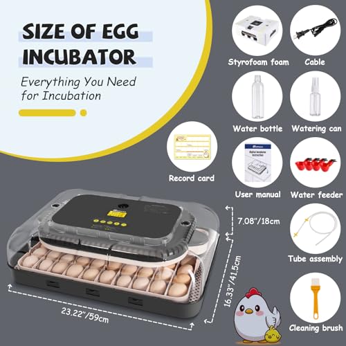 Sailnovo 70 Egg Incubator for Hatching Eggs with Auto Egg Turning and Auto Humidification, Temperature Control, Egg Candler, Large Incubator for Chicken, Duck, Goose, Pigeon, Quail, Parrot Eggs, Grey
