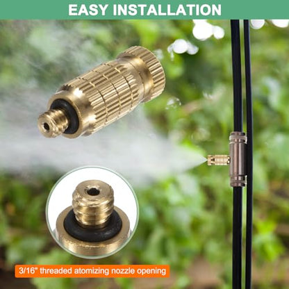 M METERXITY 20-Pack Brass Misting Nozzles, 0.004"/0.1mm Orifice, High Pressure Spray, UNC10/24 Thread, Dust Removal, Cooling, Humidification & Disinfection - size: 0.1mm