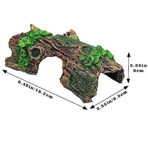 Oooct Hermit Crab Climbing Toy, Resin Hollow Tree Trunk Ornament | Aquarium Betta Fish Hideout Caves, Tank or Aquarium Decorations Accessories for Reptile Lizard Newt Hermit Crab Betta Fish