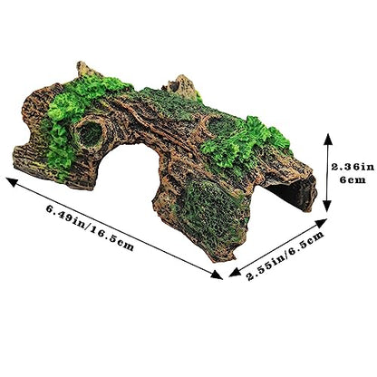 Oooct Hermit Crab Climbing Toy, Resin Hollow Tree Trunk Ornament | Aquarium Betta Fish Hideout Caves, Tank or Aquarium Decorations Accessories for Reptile Lizard Newt Hermit Crab Betta Fish