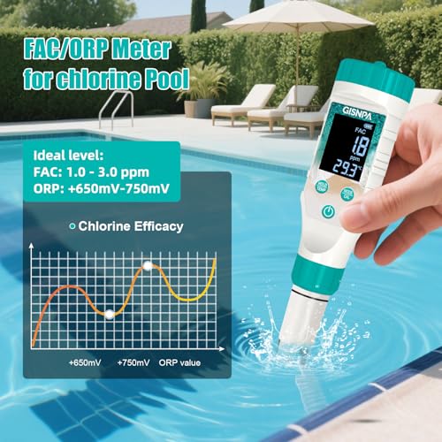 Digital Pool Water Tester, Pool pH Tester, Chlorine Tester & Pool Salt Tester 7 in 1 FAC Digital Salinity Tester for Saltwater Aquarium Sodium Chloride Swimming Pools Hot Tubs Spas - color: Green