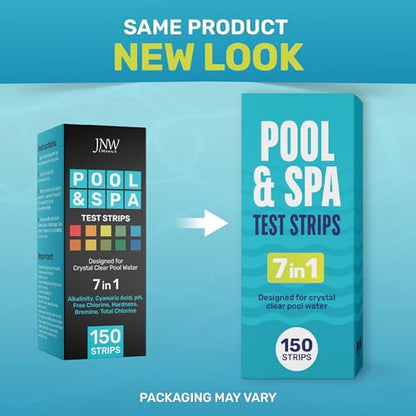 Pool Test Strips for Pools and Spas - 7 in 1 Water Test 150 Pack | Includes 150 pool test strips that measure chlorine, bromine, pH, alkalinity, hardness and cyanuric acid in 30 seconds. - style: 150 STRIPS - 7 IN 1 POOL TEST STRIPS