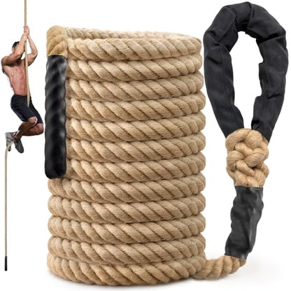 Climbing Rope Gym Workout - 10FT 15FT 20FT 25FT 30FT 35FT Heavy Duty Jute Thick Ropes for Adults Strength Training Outdoor Tree Swing Indoor Home Fitness Exercise - 1.5 Inch - size: 35FT