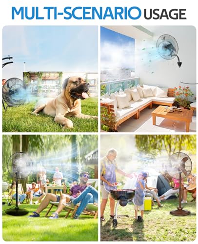 homenote Misting Fan Kit for Outside Cooling, 16.4FT Misting Line | 5 Brass Nozzles, 3/4" Brass Adapter, Outdoor Mister System for Patio, Backyard & Poolside Relaxation