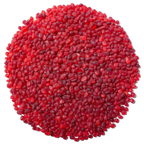 Keedolla 0.5 Lb Red Sea Glass Pebbles Stones Aquarium Gravel Fish Tank Rocks Small Frosted Glass Marbles Gemstones for Fish Turtle Tank, Vase Fillers and DIY Crafts - color: Red, size: 0.5 LB