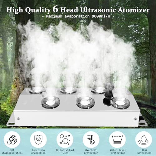 Ultrasonic Fogger 6 Head Ultrasonic Mist Maker,5000ml/H 200W Fogger | 6 Head Ultrasonic Fogger Mist Maker,6 Head Ultrasonic Mist Maker fogger Ultrasonic Mister Fogger 6 Fogger Ultrasonic Fogger - color: 6 Head Ultrasonic Fogger