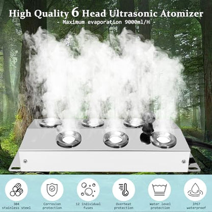 Ultrasonic Fogger 6 Head Ultrasonic Mist Maker,5000ml/H 200W Fogger | 6 Head Ultrasonic Fogger Mist Maker,6 Head Ultrasonic Mist Maker fogger Ultrasonic Mister Fogger 6 Fogger Ultrasonic Fogger - color: 6 Head Ultrasonic Fogger