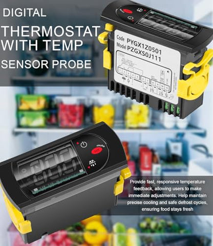 PZGXS0J111 Temperature Controller with 2 NTC Temperature Sensor Probe | Digital Thermostat Compatible with Carel and All Refrigerator Types, 115V