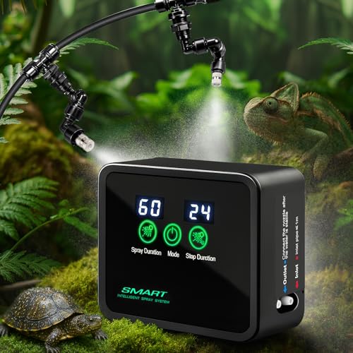 Reptile Mister Automatic Misting System with 360° Adjustable Nozzles, USB Powered with Timer for Terrariums, Amphibians, Chameleons, Rainforest Plants - color: Dark Gray