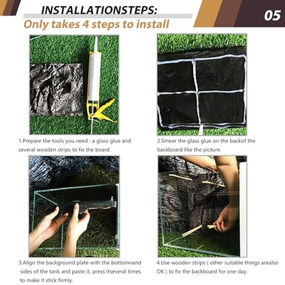 17.7x11.8in Rock Terrarium Background,3D Reptile Tank Background Board,Amphibian Stereo Backdrop Wall,Lizard Snake Gecko Spider Turtle Fish pet silo Background Decorative Panel(Yellow) - color: yellow-17.7"*11.8"（1pcs）