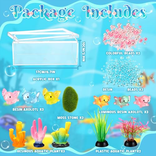 HyDren Axolotl Crafts DIY Tank Glow in The Dark Mini Axolotl Figures Gift for Home Sea Themed Birthday Party Decorations (Vivid) - style: Vivid