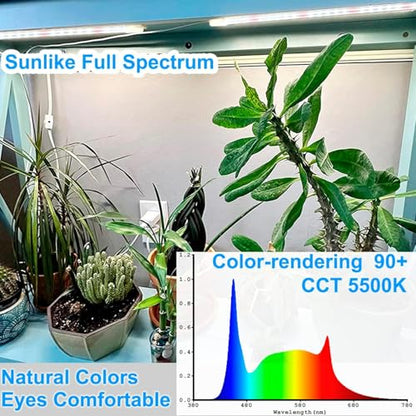 LED Grow Light Strip for Indoor Plants, Full Spectrum Sunlike Plant Lights Growing Lamps for Hydroponics Succulent Veg and Flowers (Not Includes Adapter) - 2 Packs - size: 2-pack