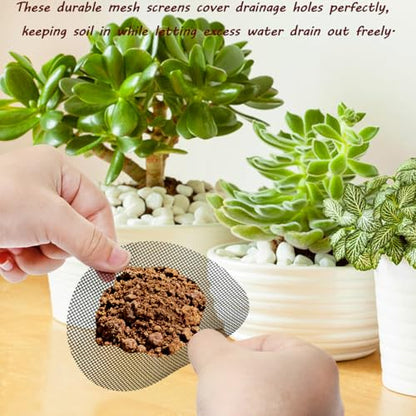Mini Skater Plant Pot Mesh Drainage Screens Round Flower Pot Hole Cover Mesh Pads for Houseplant Outdoor Planters Succulents Bonsais Pots Eye Mesh Mats to Keeps Soil from Draining Out (20, 4 Inch)
