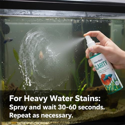 Aquarium Glass Cleaner & Water Spot Remover, 8 oz Kit | Streak-free, ammonia-free spray removes mineral deposits from aquarium glass, acrylic and plastic; includes microfiber cloth