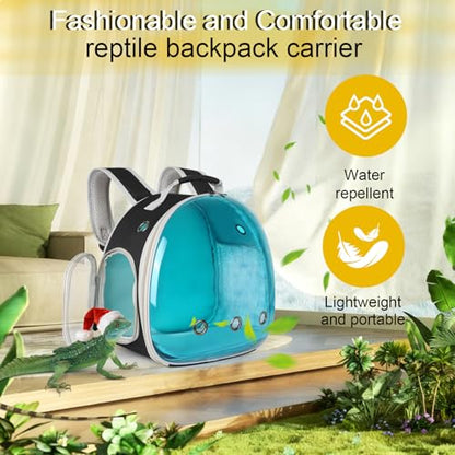 Guinea Pig Carrier, Guinea Pig Backpack with Clear Bubble Window (Black-Blue, Backpack) - color: Black-Blue