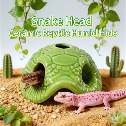 Snake Head Reptile Hide Cave, Cyan - color: Cyan