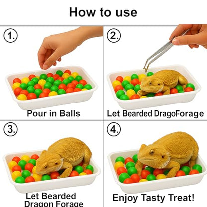 Bearded Dragon Enrichment Kit Toy, Foraging Toys with 100 Plastic Balls, Feeding Tray & Tweezers for Bearded Dragons to Play with – Bearded Dragon Toy for Reptiles