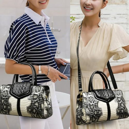 3 Compartment Satchel Purse Top Hnadle Bags Hobo Handbag for Women | Multi Compartment,Medium,Leopard Print Faux Fur,Detachable Shoulder Crossbody Strap,Work Office Daily,High elasticity base - color: M Black White