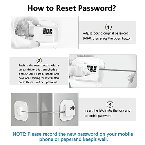 Refrigerator Lock, Heavy Duty Fridge Lock, Combination Lock for Refrigerator Cabinets, Drawers, Safety, Easy Install No Keys Needed (White-3Pack) - color: White-3Pack