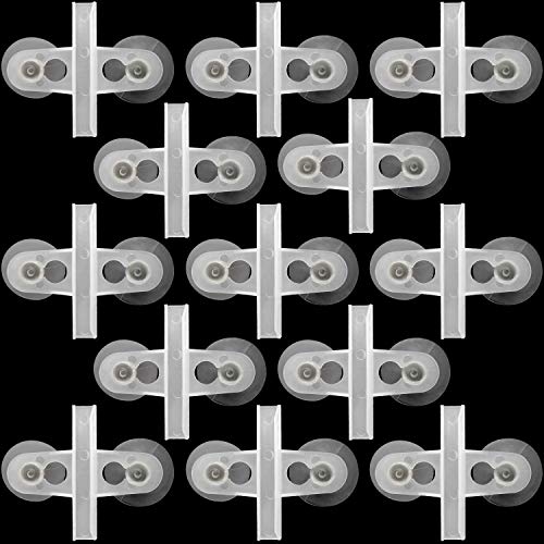 OIIKI 16PCS Aquarium Fish Tank Divider with Suction Cup, White | Silica Gel Sucker Holders, for Fish Tanks Glass Cover Separating Divider Support Clip Bracket