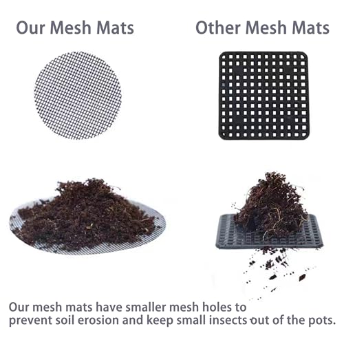 Sylken 200 Pack Flower Pot Hole Mesh Pad, 4" Rounds Drainage Hole Mesh Pad - Ultimate Gardening Solution Preventing Soil Loss, Anti-Slip, Bonsai Bottom Grid Mat Gifts for Women Gardeners! - size: 4"
